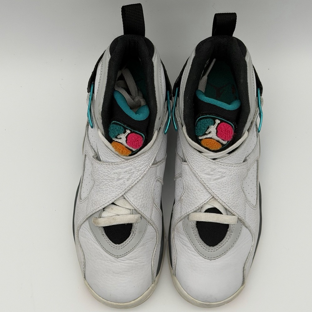Air Jordan 8 Retro GS South Beach White Turbo Green 305368-113 Size 6Y Women 7.5 - Picture 7 of 14